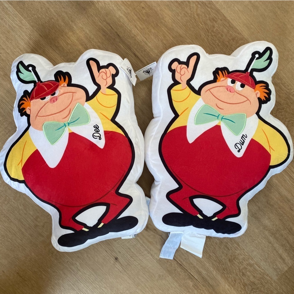 Disney Tweedle Dee and Tweedle Dum Decorative Pillow set Alice in Wonderland